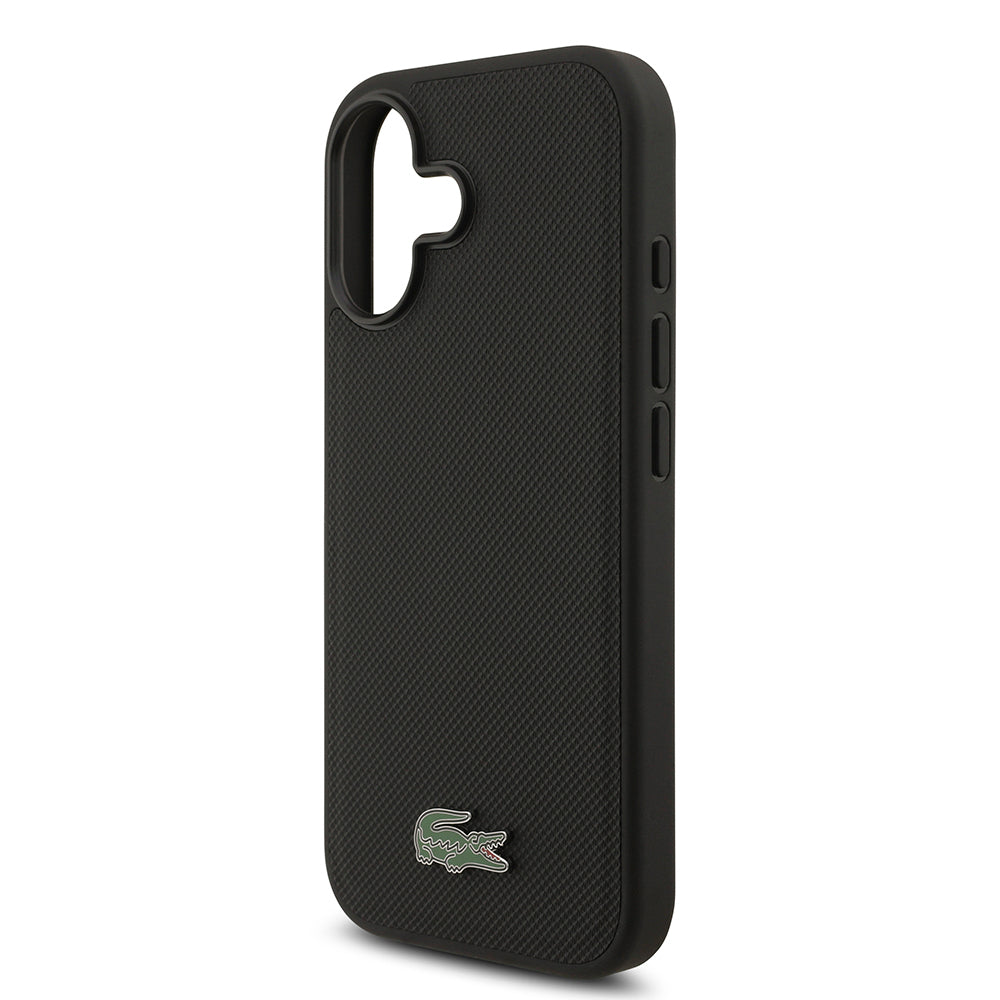 Apple iPhone 17 Kılıf Lacoste Orjinal Lisanslı M-safe Şarj Özellikli PU Pike Desenli Metal Logolu Kartlıklı Kapak