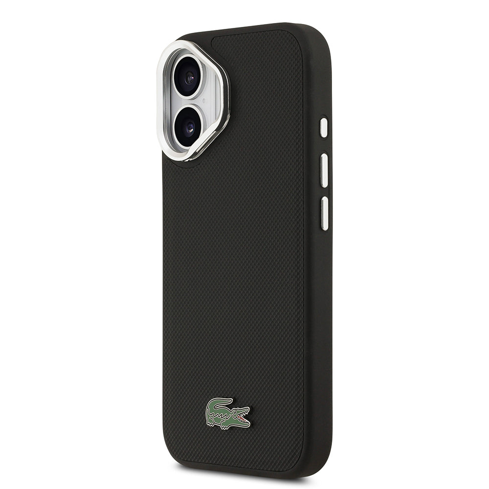 Apple iPhone 17 Kılıf Lacoste Orjinal Lisanslı M-safe Şarj Özellikli PU Pike Desenli Standlı Metal Logolu Kapak