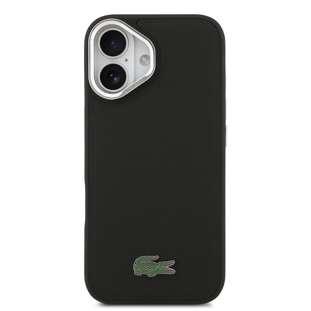 Apple iPhone 17 Kılıf Lacoste Orjinal Lisanslı M-safe Şarj Özellikli PU Pike Desenli Standlı Metal Logolu Kapak