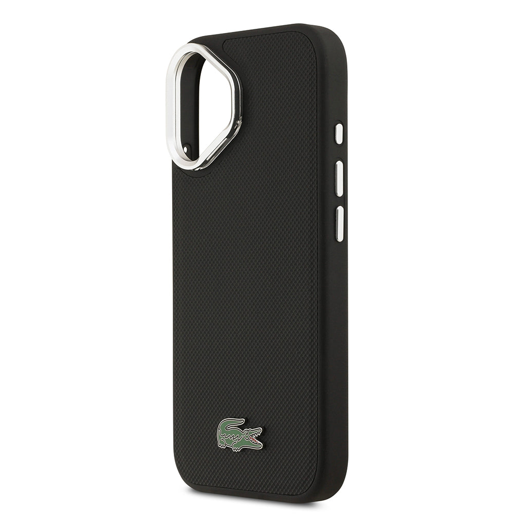 Apple iPhone 17 Kılıf Lacoste Orjinal Lisanslı M-safe Şarj Özellikli PU Pike Desenli Standlı Metal Logolu Kapak