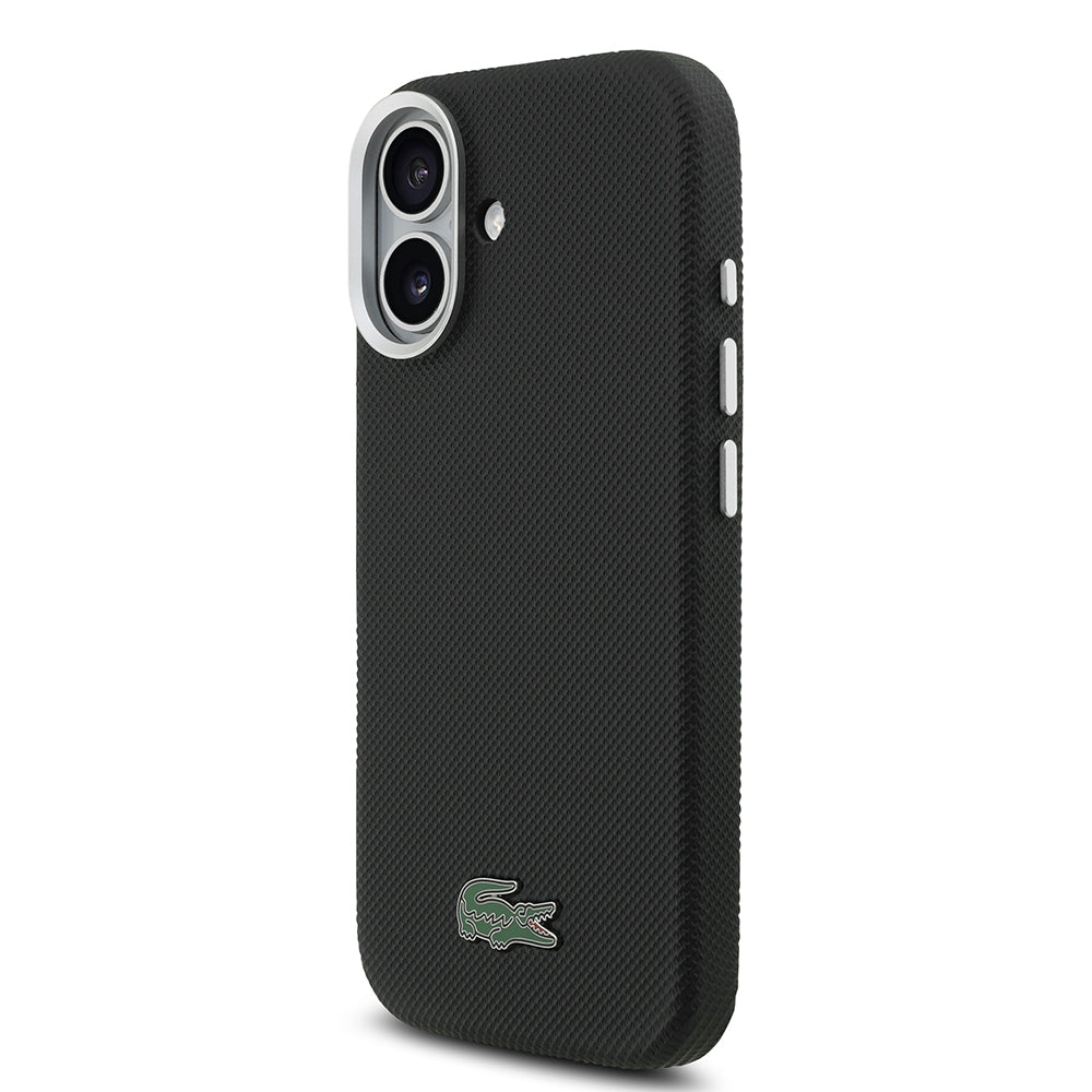Apple iPhone 17 Kılıf Lacoste Orjinal Lisanslı M-Safe Şarj Özellikli PVC Pike Desenli Arka Yüzey İkonik Timsah Dokuma Logolu Kapak