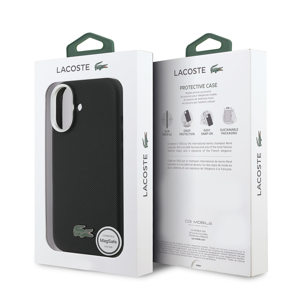 Apple iPhone 17 Kılıf Lacoste Orjinal Lisanslı M-Safe Şarj Özellikli PVC Pike Desenli Arka Yüzey İkonik Timsah Dokuma Logolu Kapak