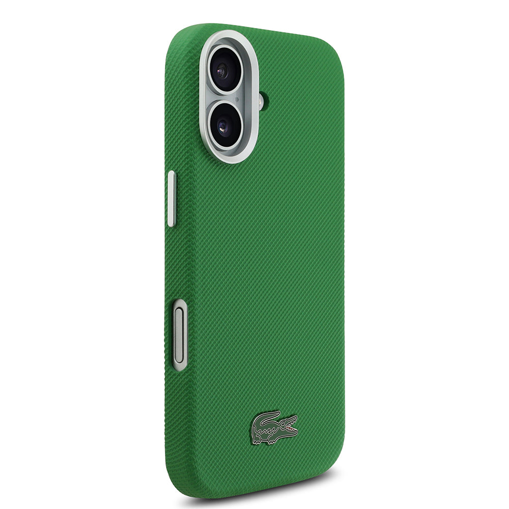 Apple iPhone 17 Kılıf Lacoste Orjinal Lisanslı M-Safe Şarj Özellikli PVC Pike Desenli Arka Yüzey İkonik Timsah Dokuma Logolu Kapak
