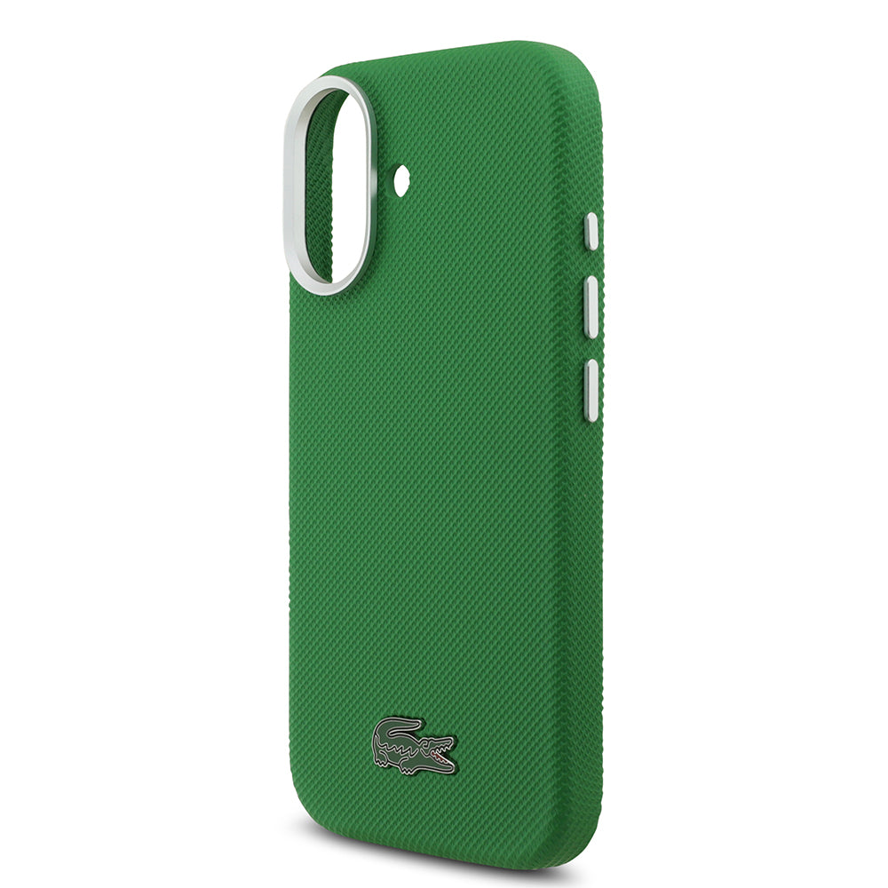 Apple iPhone 17 Kılıf Lacoste Orjinal Lisanslı M-Safe Şarj Özellikli PVC Pike Desenli Arka Yüzey İkonik Timsah Dokuma Logolu Kapak