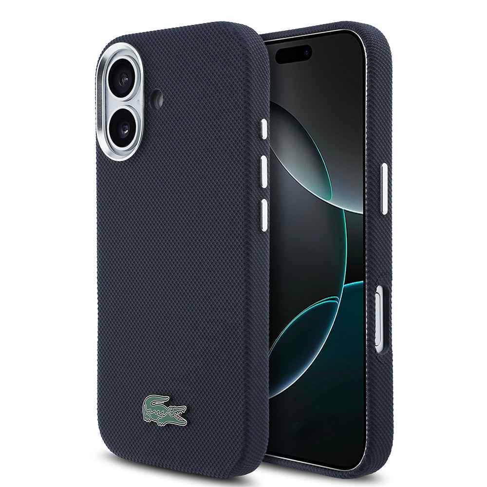 Apple iPhone 17 Kılıf Lacoste Orjinal Lisanslı M-Safe Şarj Özellikli PVC Pike Desenli Arka Yüzey İkonik Timsah Dokuma Logolu Kapak