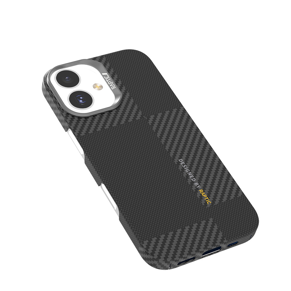 Apple iPhone 17 Kılıf M-safe Şarj Özellikli 600D Metal Kamera Çerçeveli Raptic Aramid Fiber Geotik Serisi Kapak