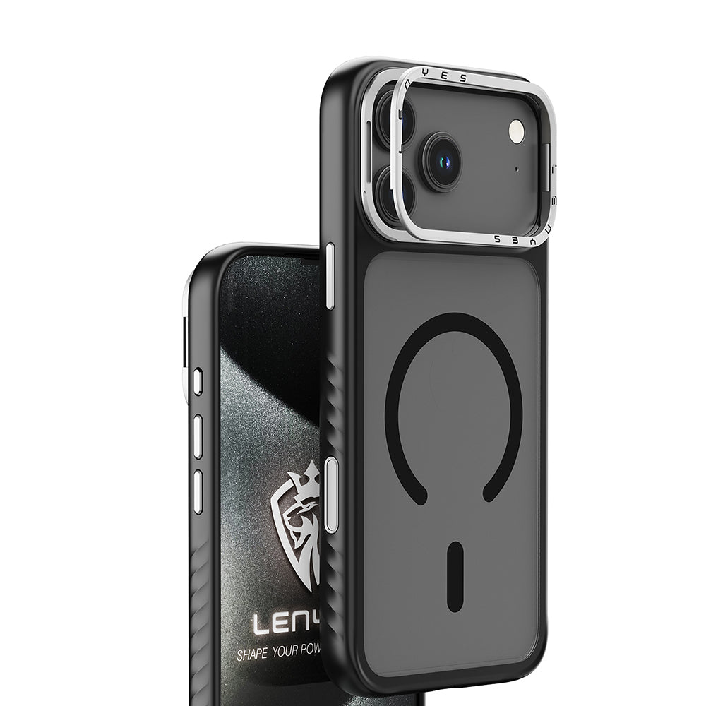 Apple iPhone 17 Kılıf M-safe Şarj Özellikli Metal Kamera Standlı Lenyes CK226 PC Kapak