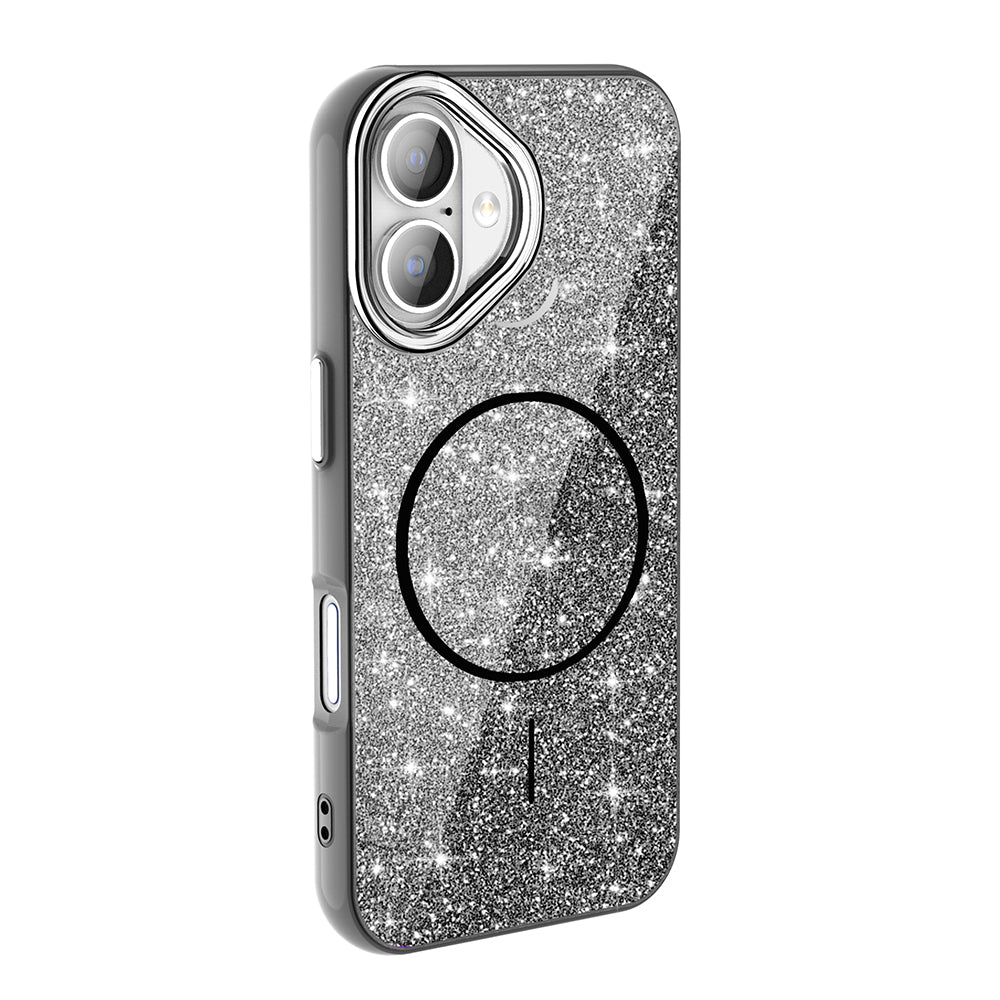 Apple iPhone 17 Kılıf M-safe Şarj Özellikli Parlayan Simli Zore Okso Kapak