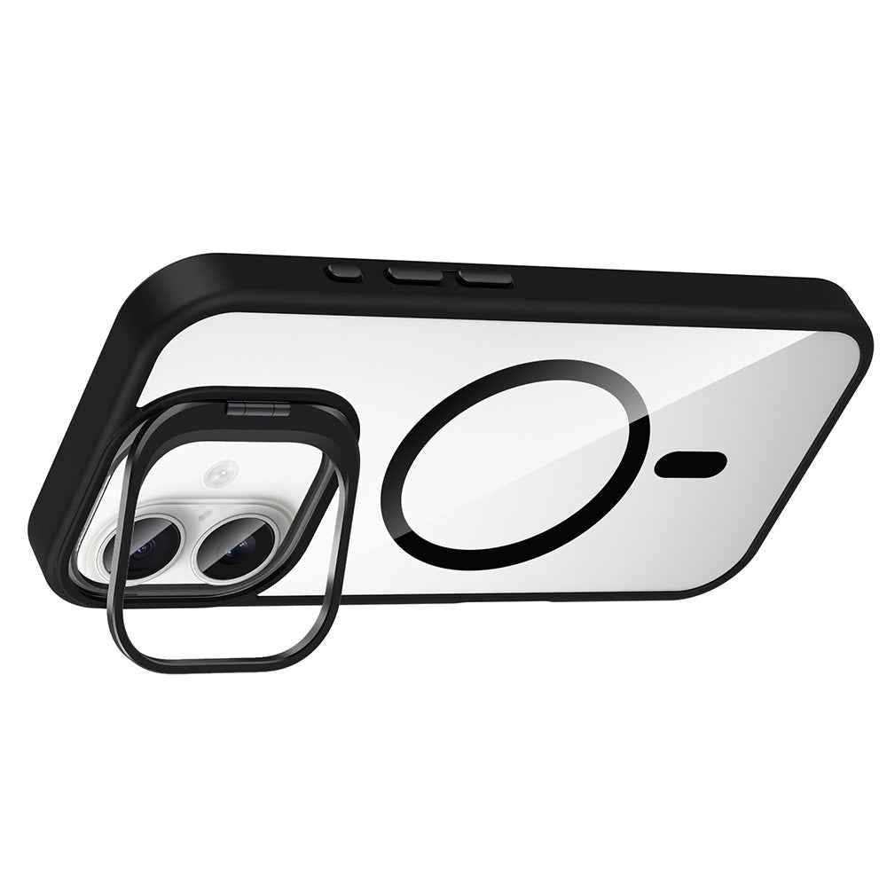 Apple iPhone 17 Kılıf Standlı ve Kamera Lens Hediyeli M-Safe Şarj Özellikli Zore Etro Kapak