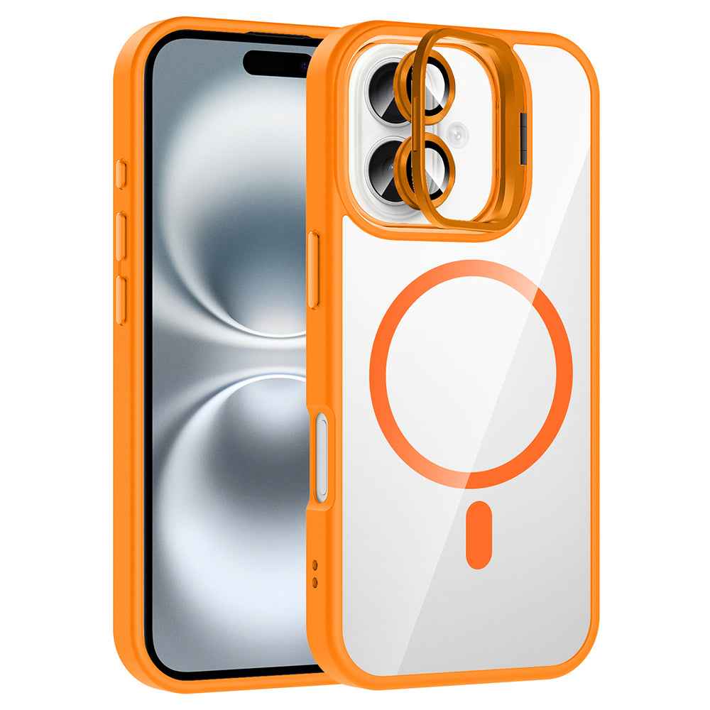Apple iPhone 17 Kılıf Standlı ve Kamera Lens Hediyeli M-Safe Şarj Özellikli Zore Etro Kapak