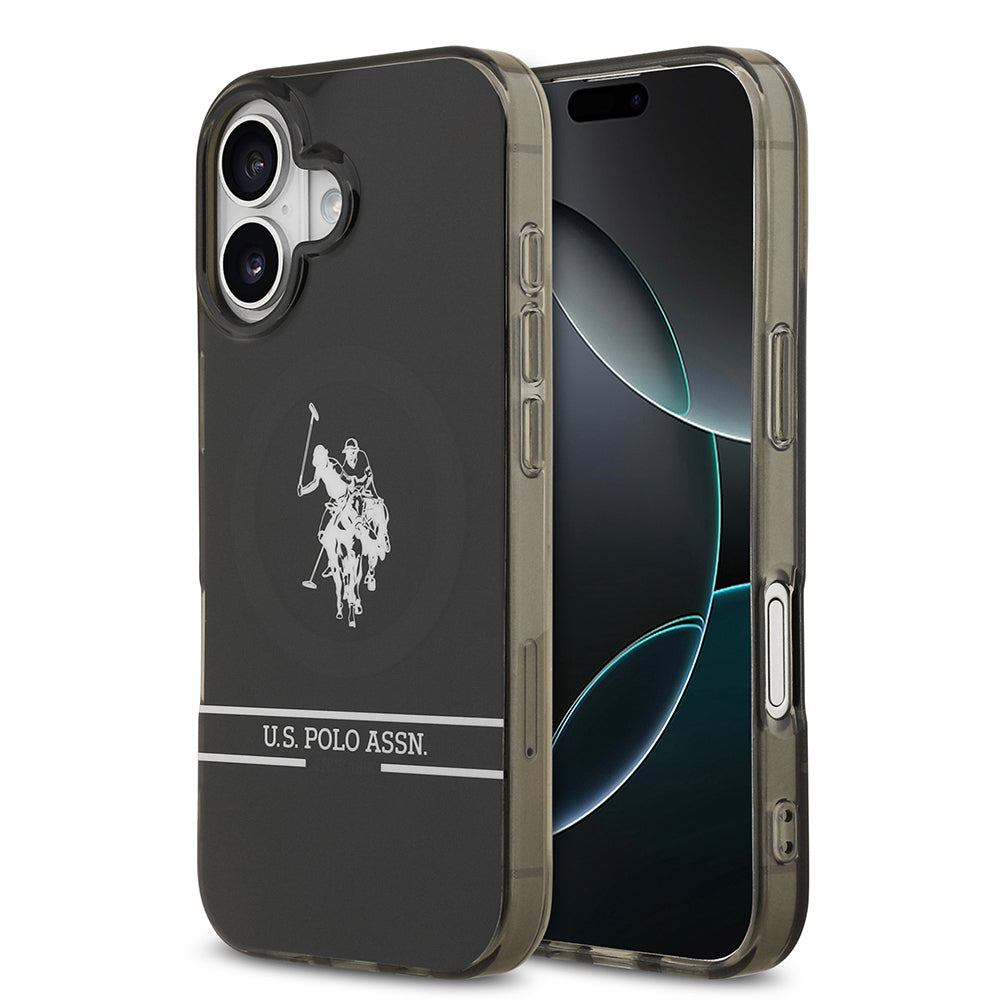 Apple iPhone 17 Kılıf U.S. Polo Assn. Orjinal Lisanslı M-safe Şarj Özellikli IML Double Horse Stripe Logolu Kapak