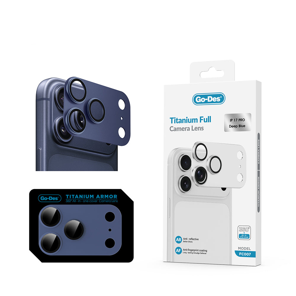 Apple iPhone 17 Pro Go Des FC007 Titanyum Serisi Anti Reflective Kamera Lens Koruyucu