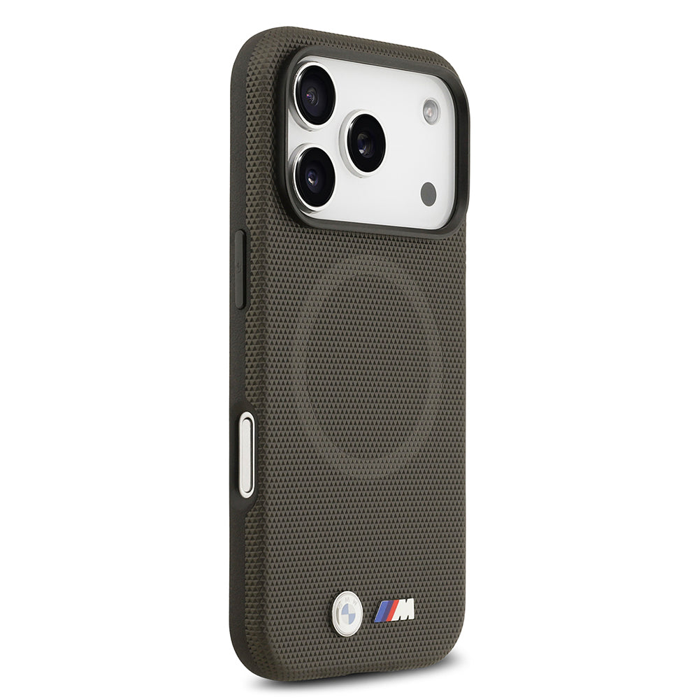 Apple iPhone 17 Pro Kılıf BMW Orjinal Lisanslı M-safe Şarj Özellikli Metal Logolu Delikli M Dizayn Deri Kapak