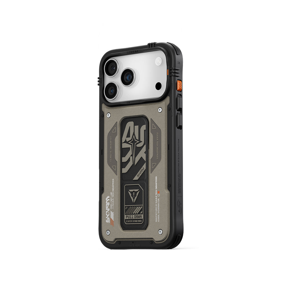 Apple iPhone 17 Pro Kılıf Desenli Airbag Tasarımlı Standlı Skinarma Aegis Kapak