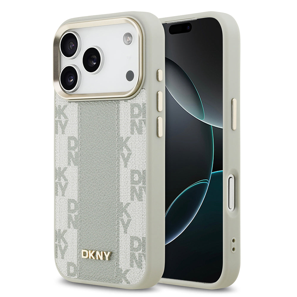 Apple iPhone 17 Pro Kılıf DKNY Orjinal Lisanslı M-safe Şarj Özellikli 3D Yazılı Checkered Pattern Kapak