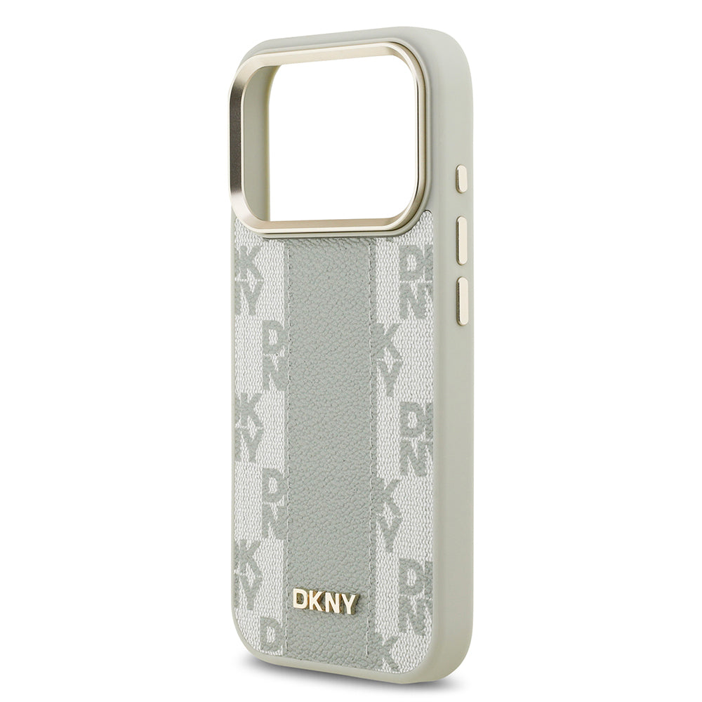 Apple iPhone 17 Pro Kılıf DKNY Orjinal Lisanslı M-safe Şarj Özellikli 3D Yazılı Checkered Pattern Kapak