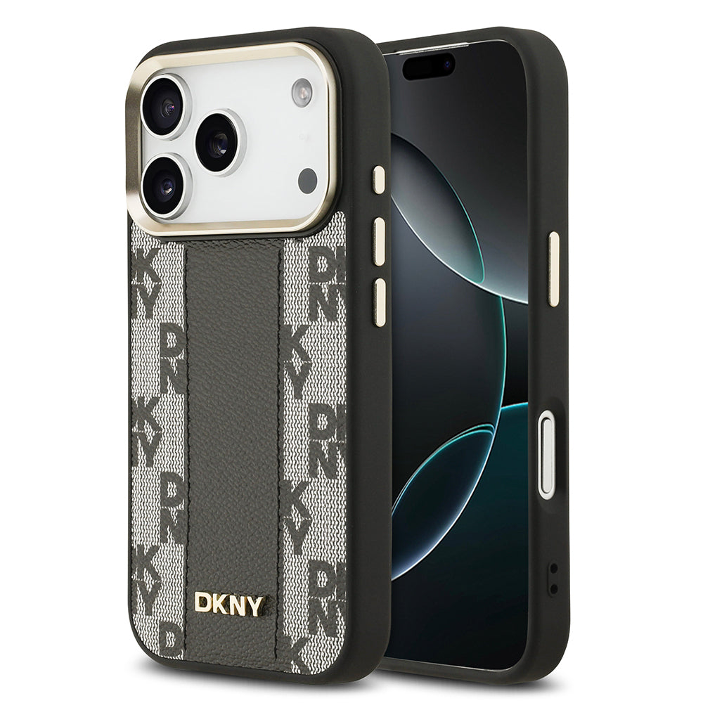 Apple iPhone 17 Pro Kılıf DKNY Orjinal Lisanslı M-safe Şarj Özellikli 3D Yazılı Checkered Pattern Kapak