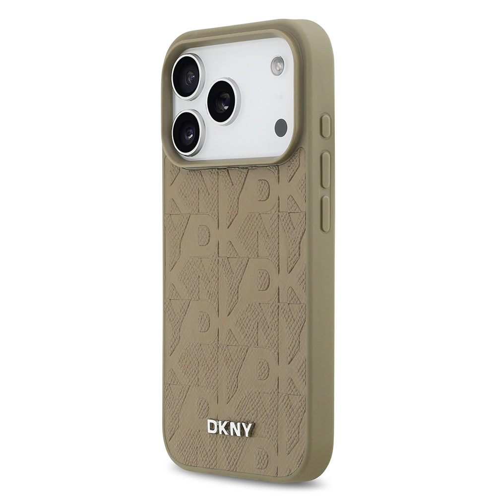 Apple iPhone 17 Pro Kılıf DKNY Orjinal Lisanslı M-safe Şarj Özellikli 3D Yazılı Grid Pattern Kapak