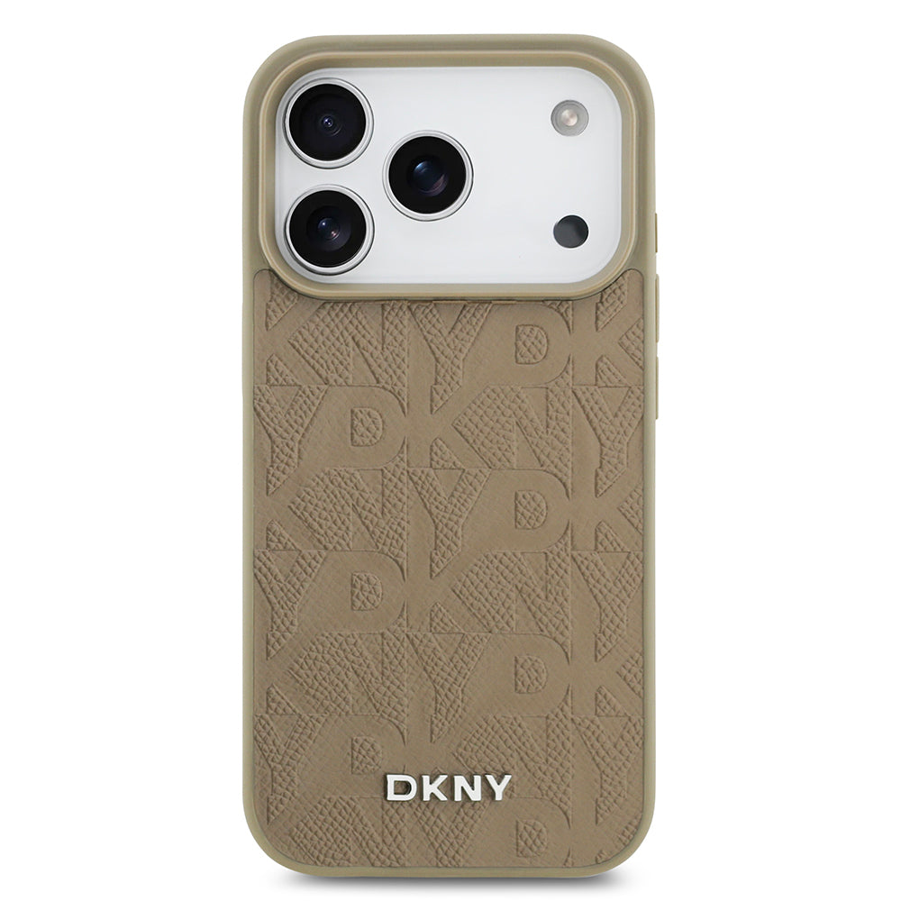 Apple iPhone 17 Pro Kılıf DKNY Orjinal Lisanslı M-safe Şarj Özellikli 3D Yazılı Grid Pattern Kapak