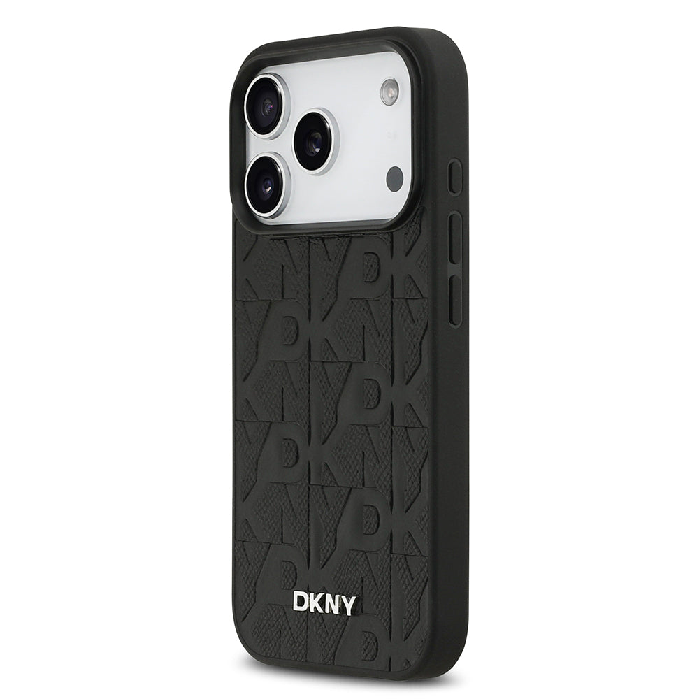 Apple iPhone 17 Pro Kılıf DKNY Orjinal Lisanslı M-safe Şarj Özellikli 3D Yazılı Grid Pattern Kapak