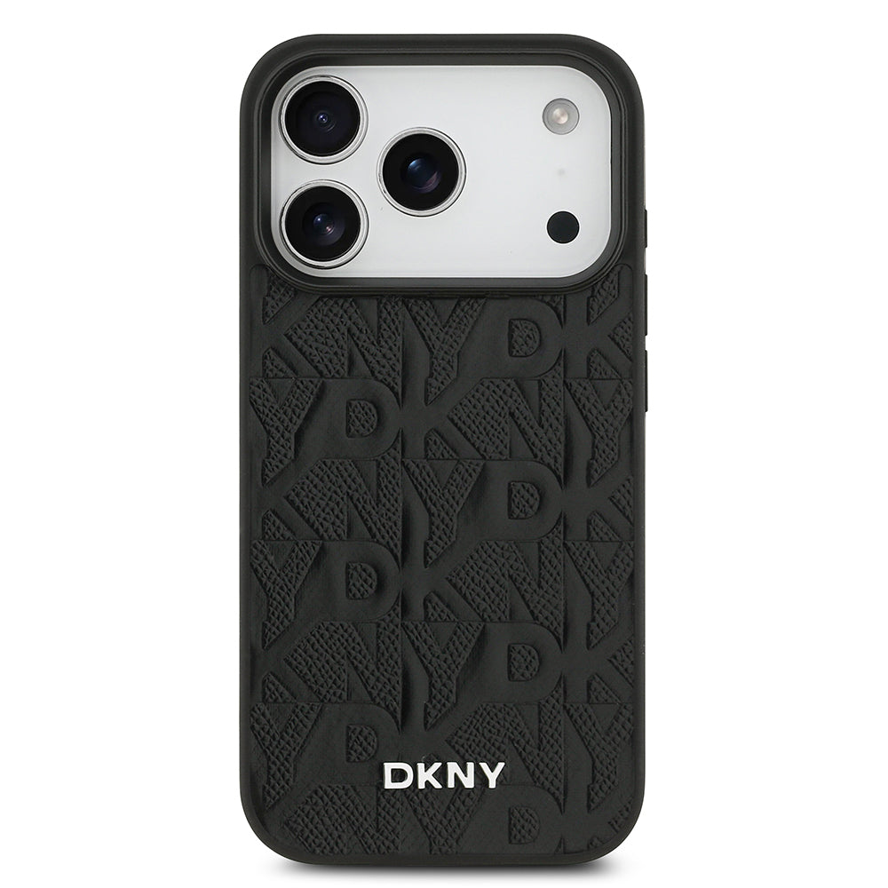 Apple iPhone 17 Pro Kılıf DKNY Orjinal Lisanslı M-safe Şarj Özellikli 3D Yazılı Grid Pattern Kapak