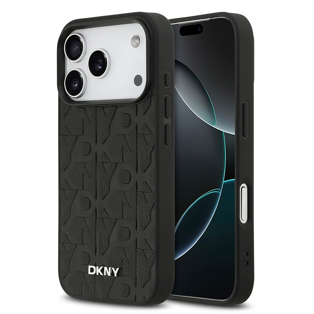 Apple iPhone 17 Pro Kılıf DKNY Orjinal Lisanslı M-safe Şarj Özellikli 3D Yazılı Grid Pattern Kapak