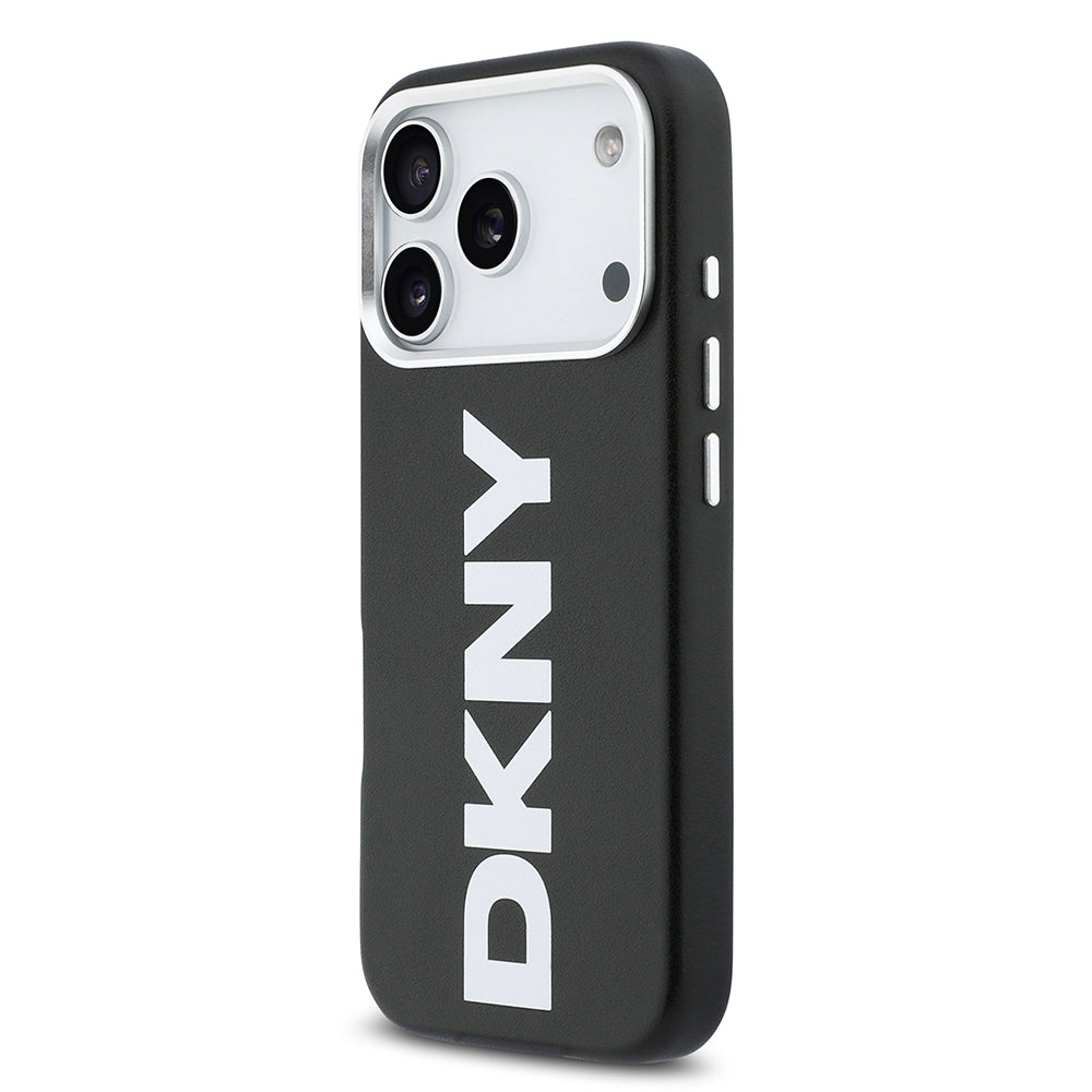 Apple iPhone 17 Pro Kılıf DKNY Orjinal Lisanslı M-safe Şarj Özellikli PU Büyük Dikey Logolu Kapak