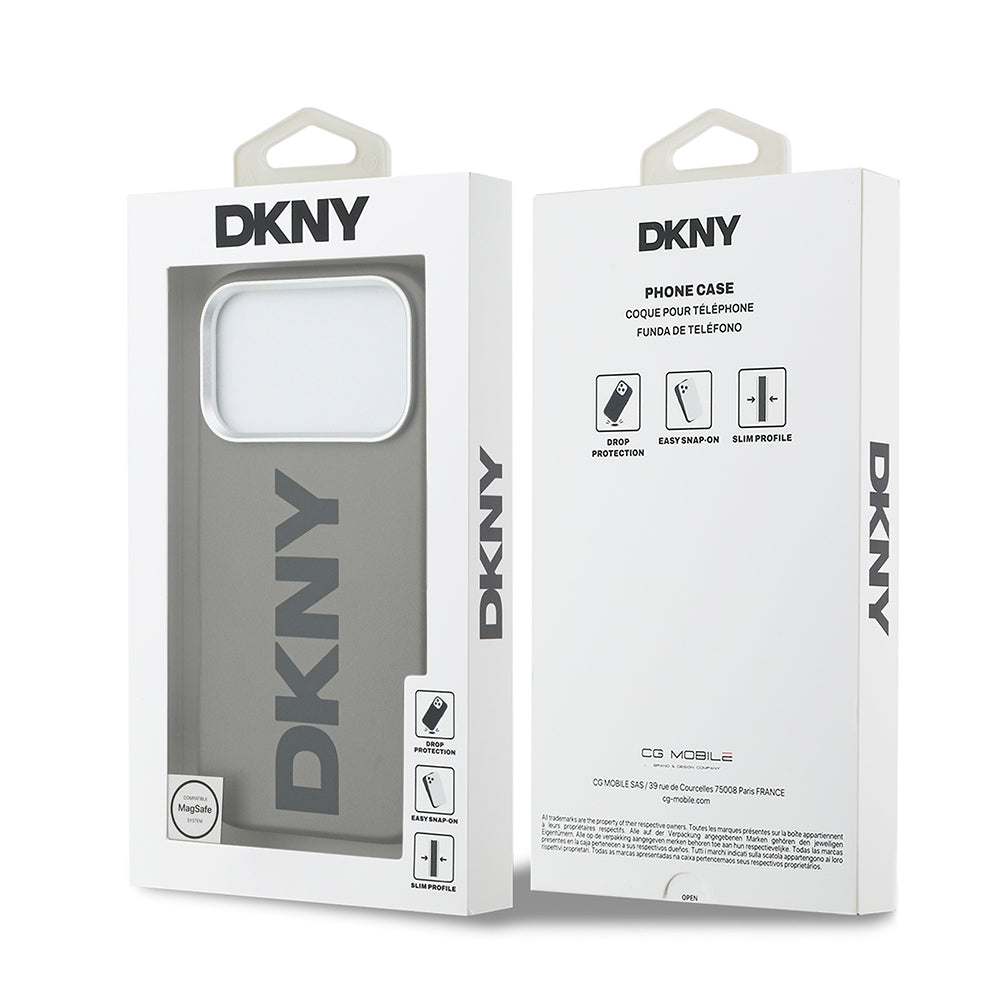 Apple iPhone 17 Pro Kılıf DKNY Orjinal Lisanslı M-safe Şarj Özellikli PU Büyük Dikey Logolu Kapak