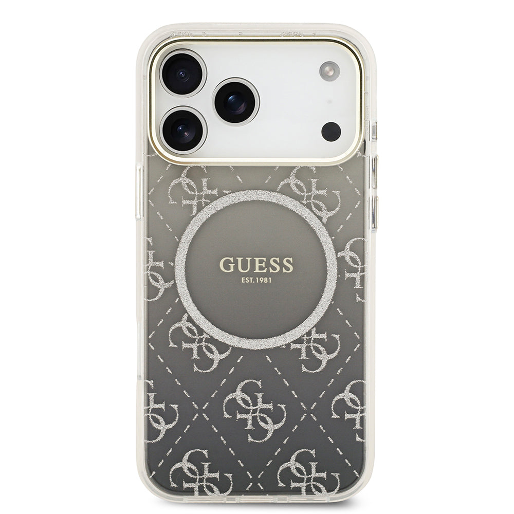 Apple iPhone 17 Pro Kılıf Guess Orjinal Lisanslı M-safe Şarj Özellikli 4G Desenli Simli Silikon Kapak
