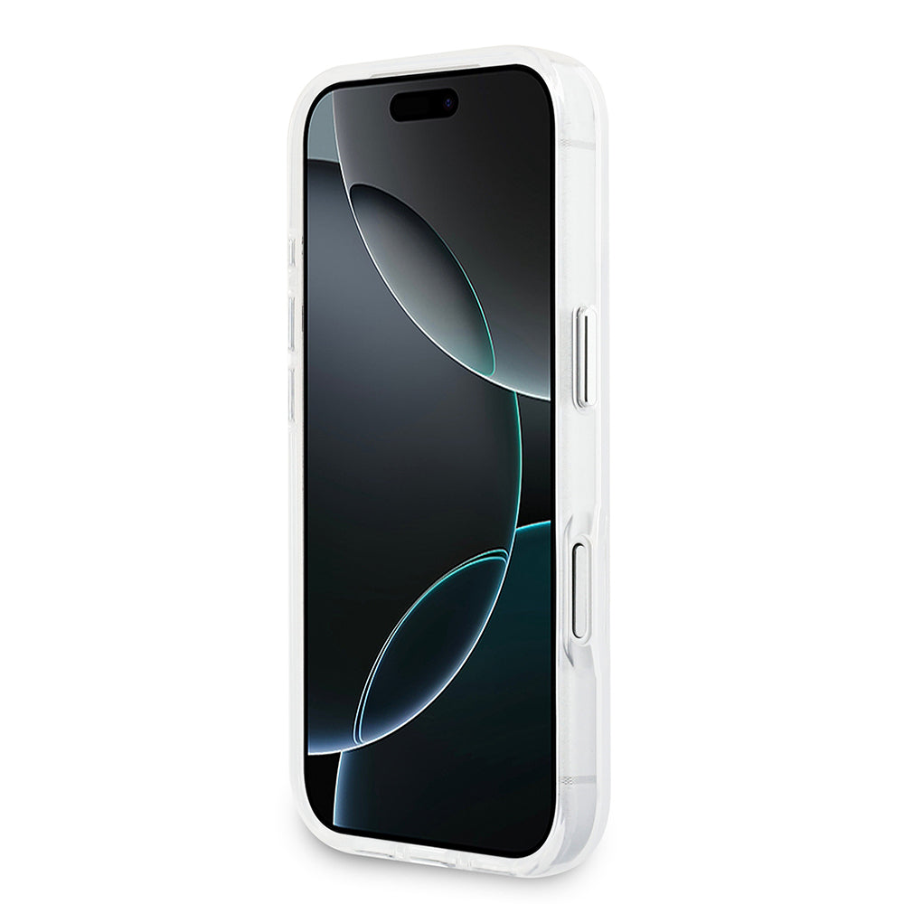 Apple iPhone 17 Pro Kılıf Guess Orjinal Lisanslı M-safe Şarj Özellikli IML Baskılı Üçgen Logolu Metal Kamera Çerçeveli Kapak