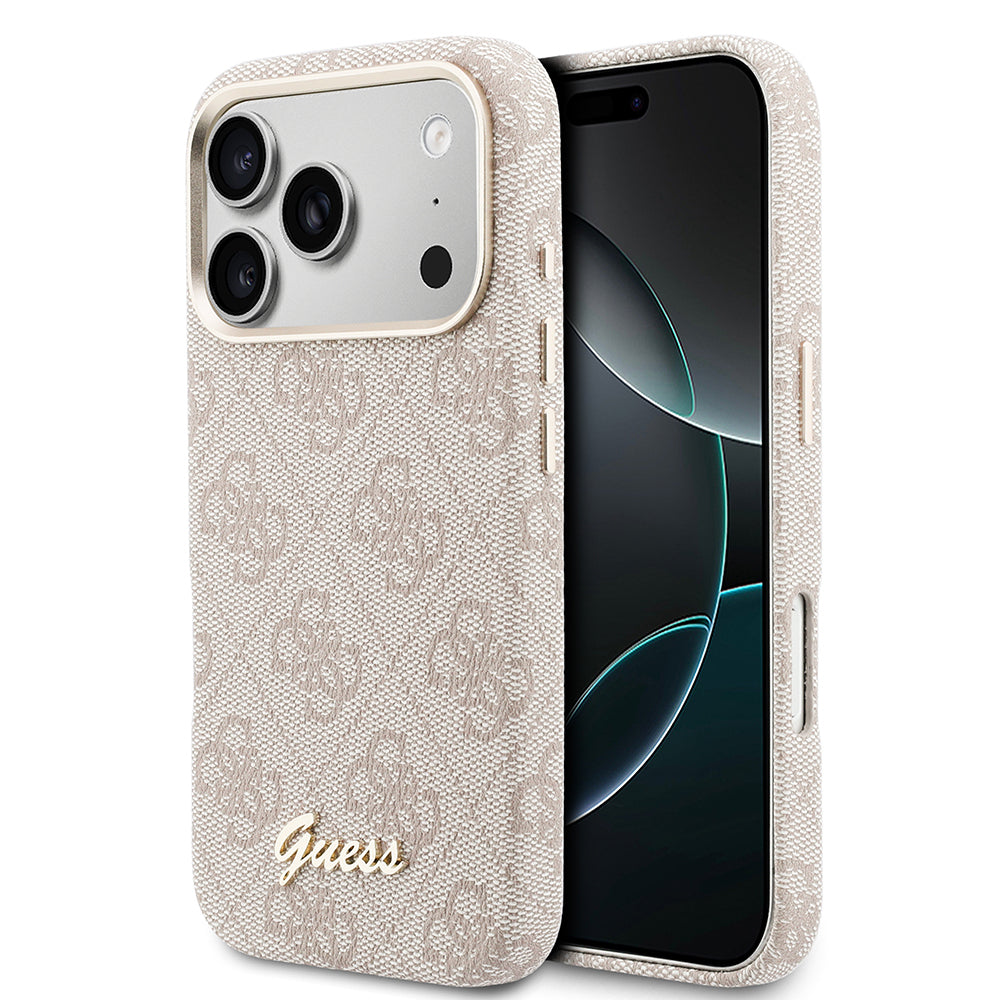 Apple iPhone 17 Pro Kılıf Guess Orjinal Lisanslı M-safe Şarj Özellikli Script Yazı Logolu 4G Desenli Kapak
