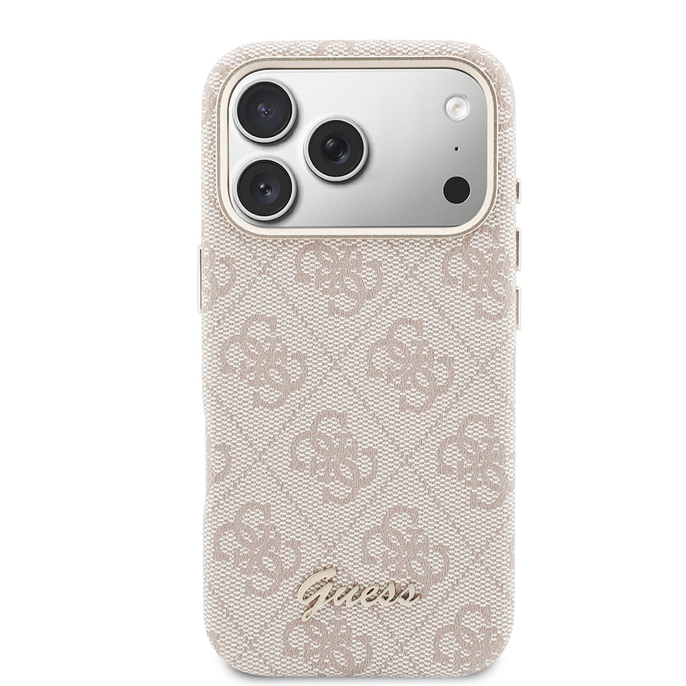 Apple iPhone 17 Pro Kılıf Guess Orjinal Lisanslı M-safe Şarj Özellikli Script Yazı Logolu 4G Desenli Kapak