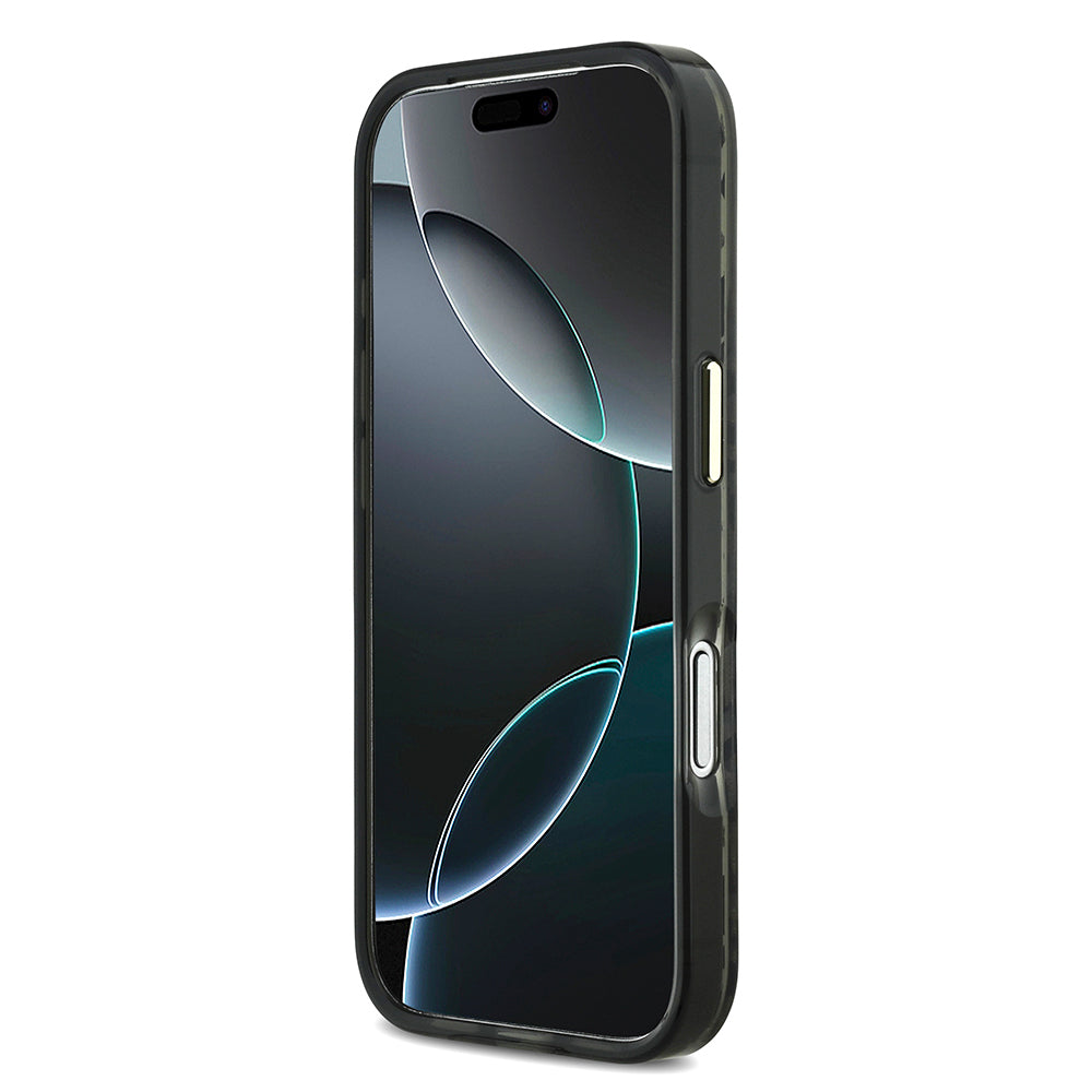 Apple iPhone 17 Pro Kılıf Guess Orjinal Lisanslı M-safe Şarj Özellikli Üçgen Logolu Simli Leopar Desenli Kapak