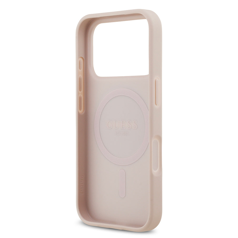 Apple iPhone 17 Pro Kılıf Guess Orjinal Lisanslı M-safe Şarj Özellikli Yazı Logolu Circle Classic Kapak