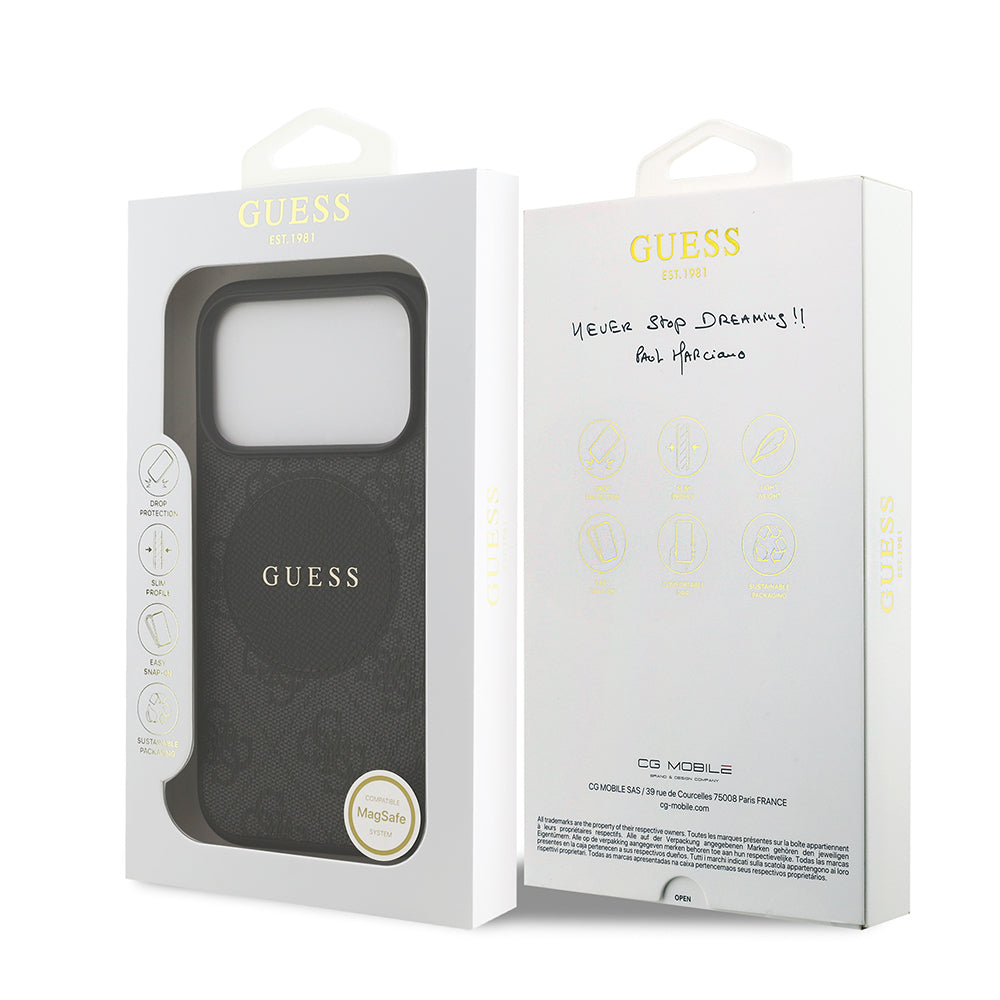 Apple iPhone 17 Pro Kılıf Guess Orjinal Lisanslı M-safe Şarj Özellikli Yazı Logolu Circle Classic Kapak
