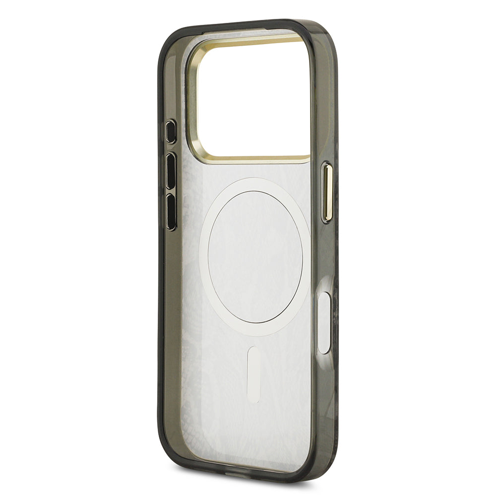Apple iPhone 17 Pro Kılıf Guess Orjinal Lisanslı M-safe Şarj Özellikli Yazı Logolu Python Desenli Kapak