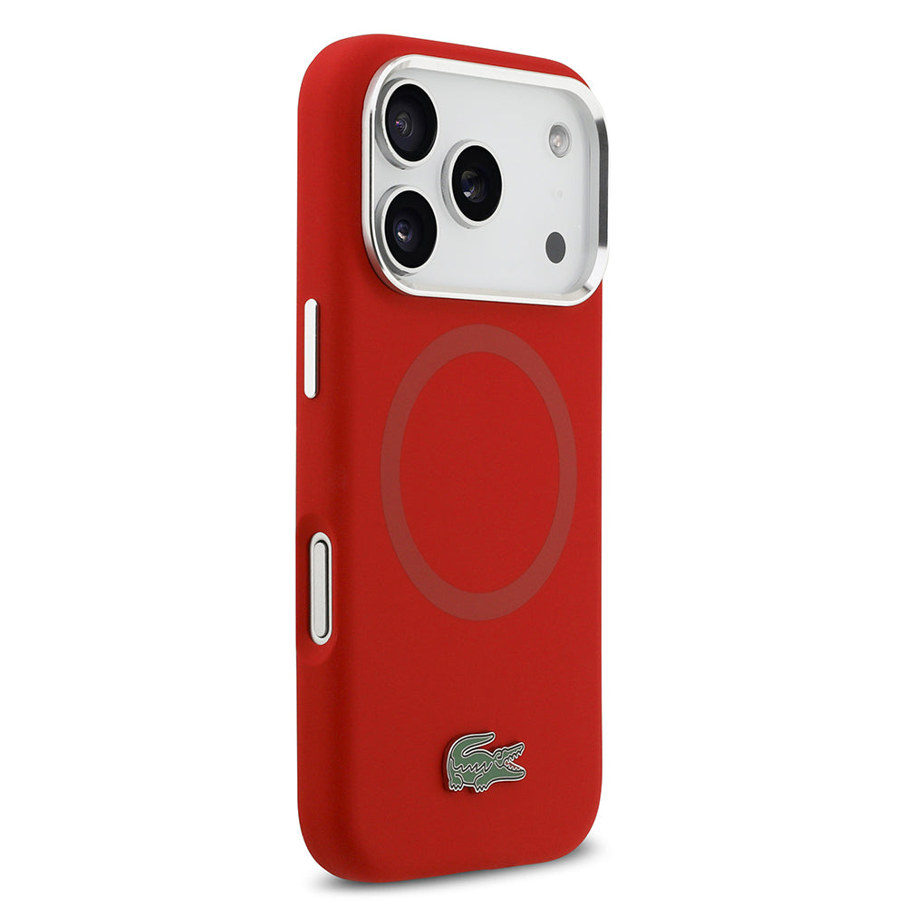 Apple iPhone 17 Pro Kılıf Lacoste Orjinal Lisanslı M-safe Şarj Özellikli İkonik Logolu Metal Kamera Çerçeveli Silikon Kapak