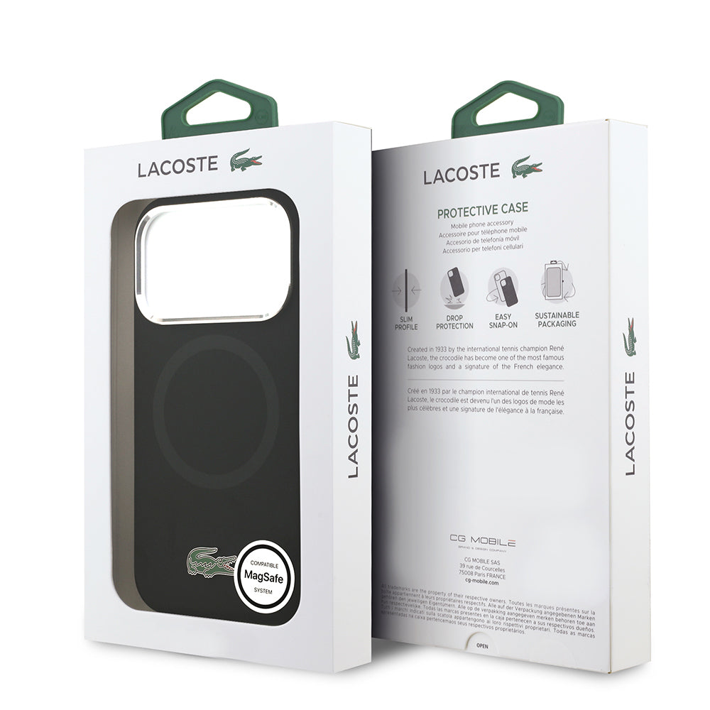 Apple iPhone 17 Pro Kılıf Lacoste Orjinal Lisanslı M-safe Şarj Özellikli İkonik Logolu Metal Kamera Çerçeveli Silikon Kapak