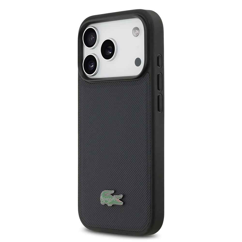 Apple iPhone 17 Pro Kılıf Lacoste Orjinal Lisanslı M-safe Şarj Özellikli PU Pike Desenli Metal Logolu Kapak