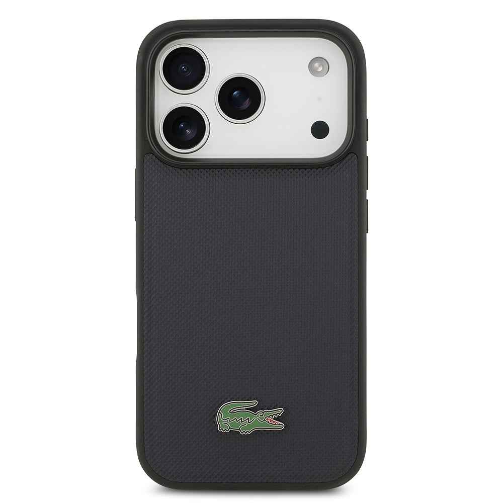 Apple iPhone 17 Pro Kılıf Lacoste Orjinal Lisanslı M-safe Şarj Özellikli PU Pike Desenli Metal Logolu Kapak