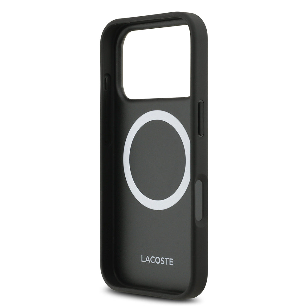 Apple iPhone 17 Pro Kılıf Lacoste Orjinal Lisanslı M-safe Şarj Özellikli PU Pike Desenli Metal Logolu Kapak