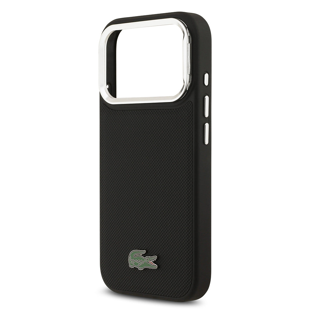 Apple iPhone 17 Pro Kılıf Lacoste Orjinal Lisanslı M-safe Şarj Özellikli PU Pike Desenli Standlı Metal Logolu Kapak