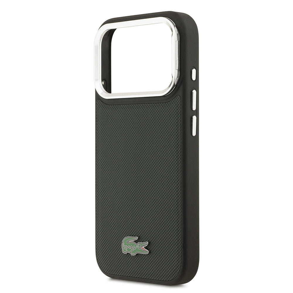 Apple iPhone 17 Pro Kılıf Lacoste Orjinal Lisanslı M-safe Şarj Özellikli PU Pike Desenli Standlı Metal Logolu Kapak