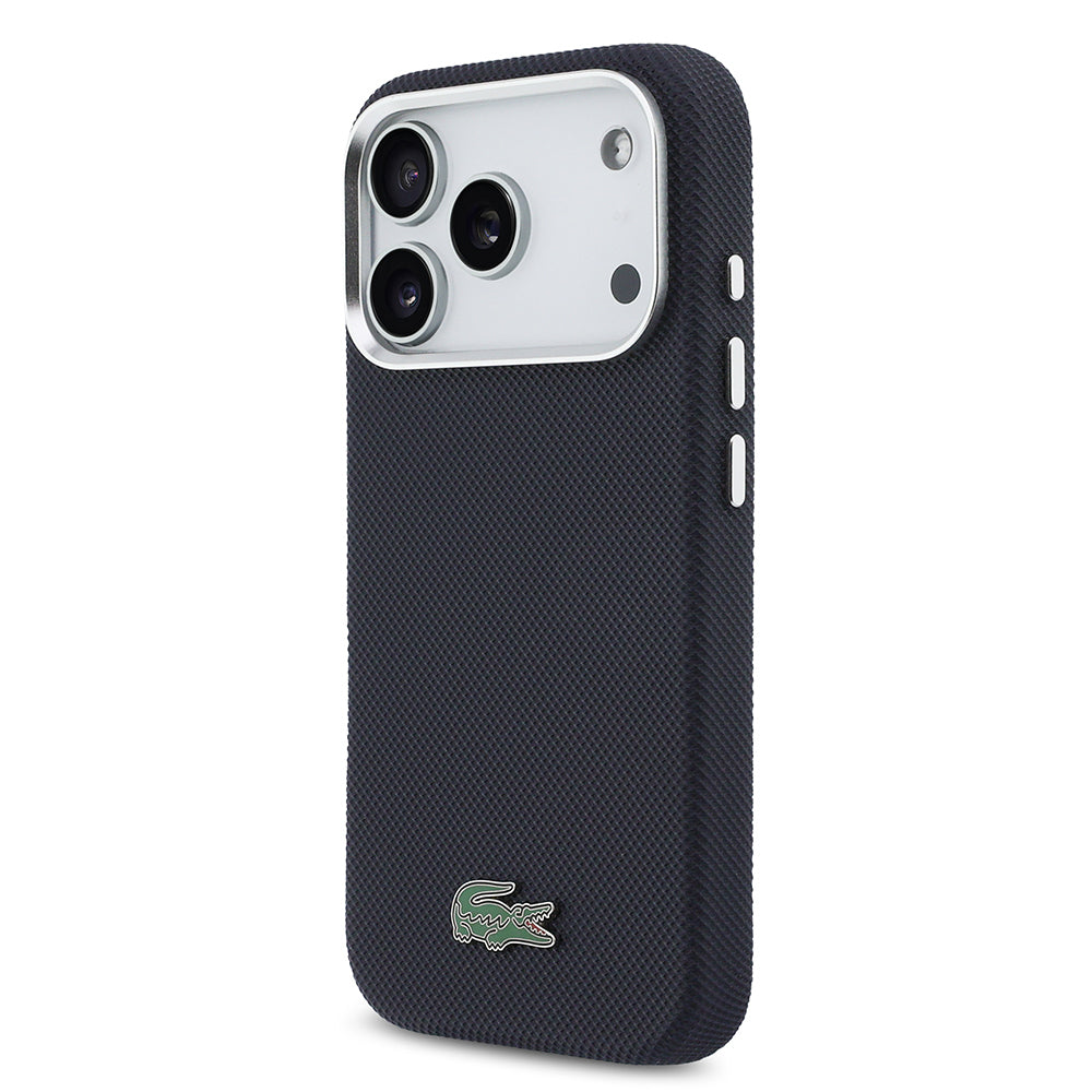 Apple iPhone 17 Pro Kılıf Lacoste Orjinal Lisanslı M-Safe Şarj Özellikli PVC Pike Desenli Arka Yüzey İkonik Timsah Dokuma Logolu Kapak