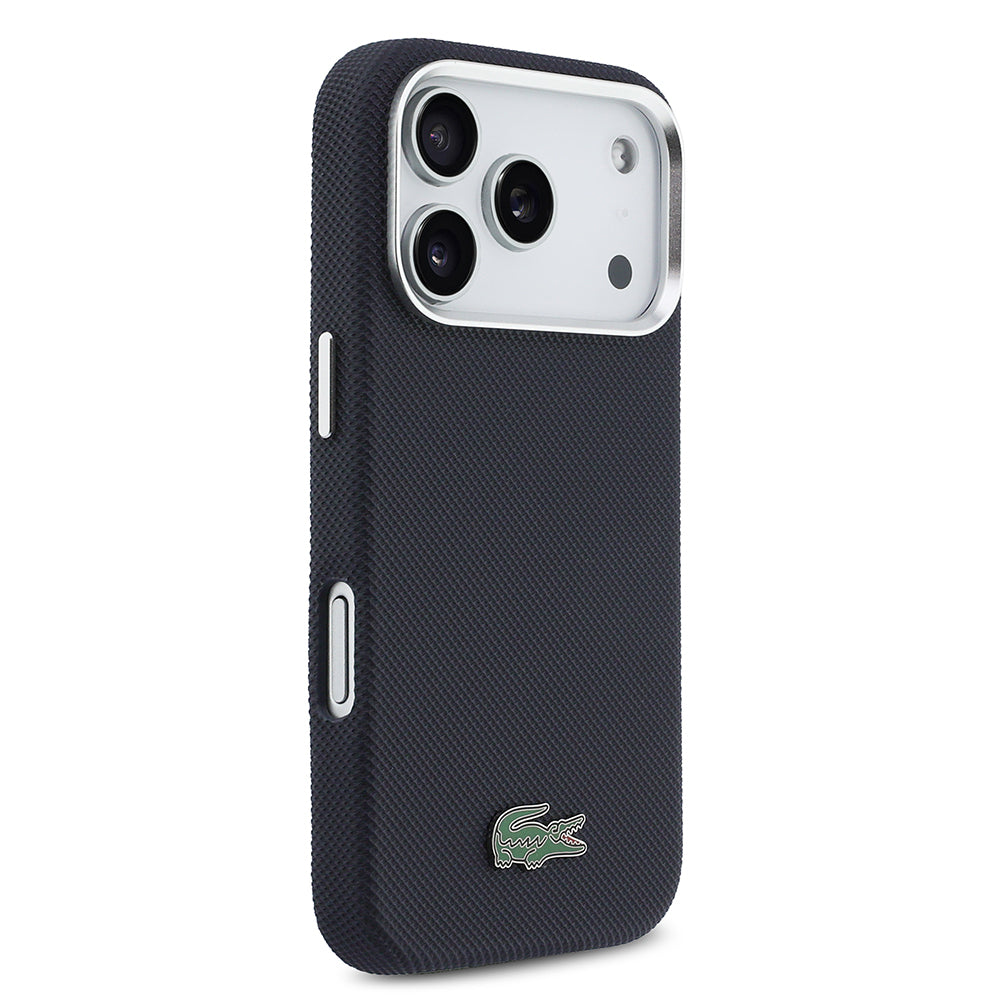 Apple iPhone 17 Pro Kılıf Lacoste Orjinal Lisanslı M-Safe Şarj Özellikli PVC Pike Desenli Arka Yüzey İkonik Timsah Dokuma Logolu Kapak