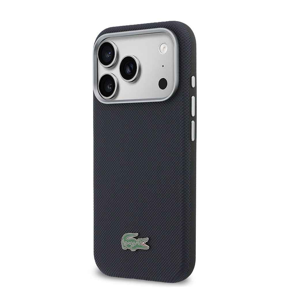 Apple iPhone 17 Pro Kılıf Lacoste Orjinal Lisanslı M-Safe Şarj Özellikli PVC Yarı Pike Desenli Arka Yüzey İkonik Timsah Dokuma Logolu Kapak