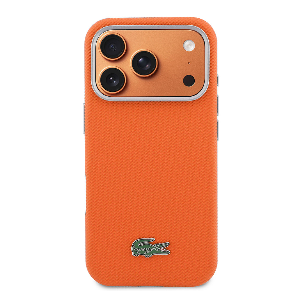 Apple iPhone 17 Pro Kılıf Lacoste Orjinal Lisanslı M-Safe Şarj Özellikli PVC Yarı Pike Desenli Arka Yüzey İkonik Timsah Dokuma Logolu Kapak