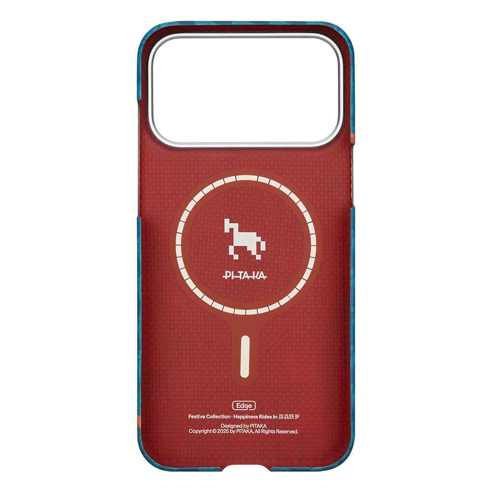 Apple iPhone 17 Pro Kılıf M-safe Şarj Özellikli Aramid Karbon Fiber Pitaka Edge Serisi Happiness Rides Kapak