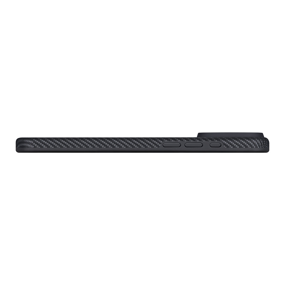 Apple iPhone 17 Pro Kılıf M-safe Şarj Özellikli Aramid Fiber Pitaka Military-Grade Classic Serisi Black-Grey Twill Kapak
