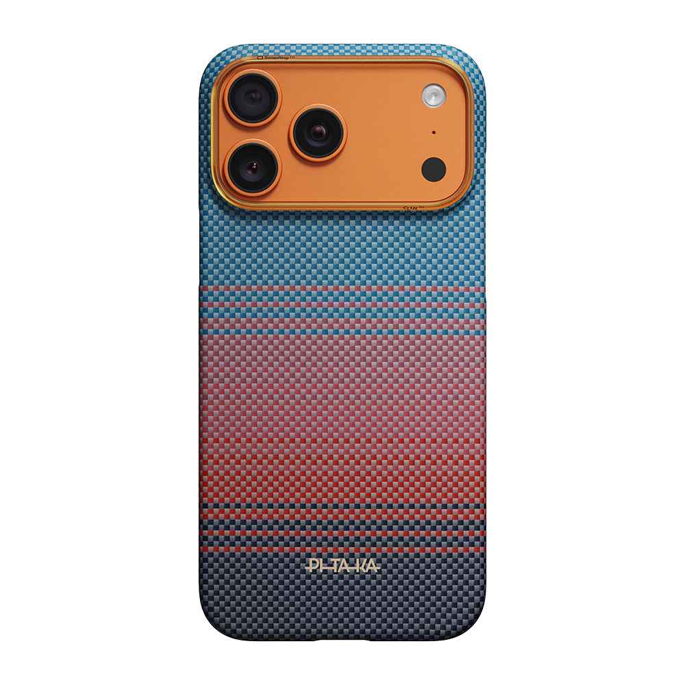 Apple iPhone 17 Pro Kılıf M-safe Şarj Özellikli Aramid Karbon Fiber Pitaka Sunset 2.0 California Dream Serisi Kapak